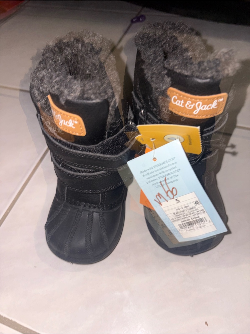 Cat & Jack Black Kids Faux-Fur Winter Boots